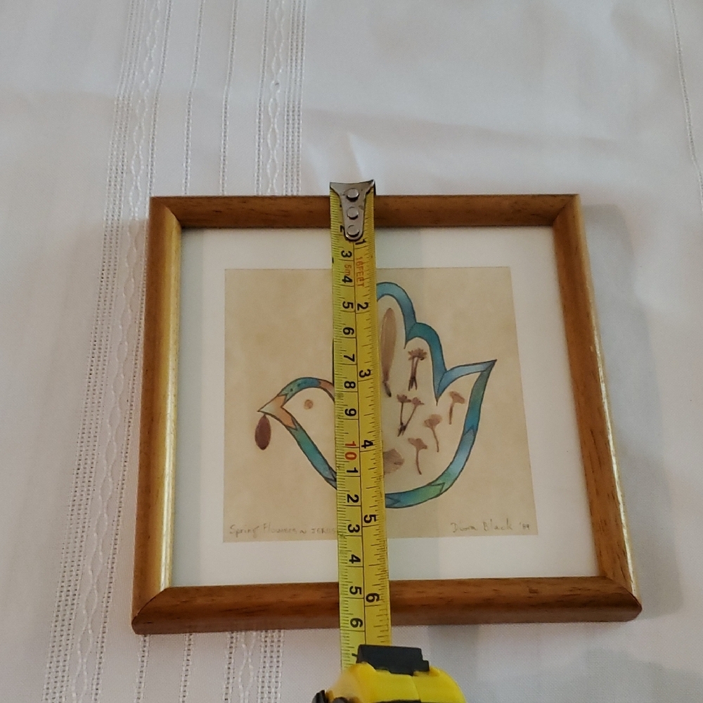 Vtg Hamsa Hand Painted Authentic Spring Flowers N Jerusalem Hills By Divora Blak - Picture 6 of 6